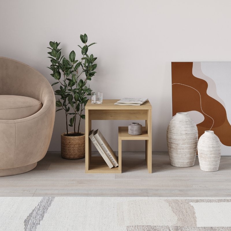 GP037-02454-1 Τραπεζάκι βοηθητικό - Κομοδίνο Bon Megapap χρώμα φυσικό οξιάς 40x35x40εκ. - Image 1