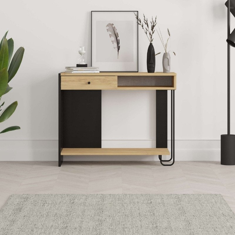 GP037-02531-1 Κονσόλα Sirius Megapap χρώμα sapphire oak - silky black 100x35x79εκ. - Image 1