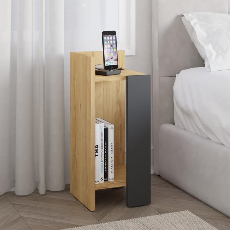 GP037-02652-0 Κομοδίνο Elos Megapap αριστερό χρώμα sapphire oak - ανθρακί 25x27x60εκ. - Image 1