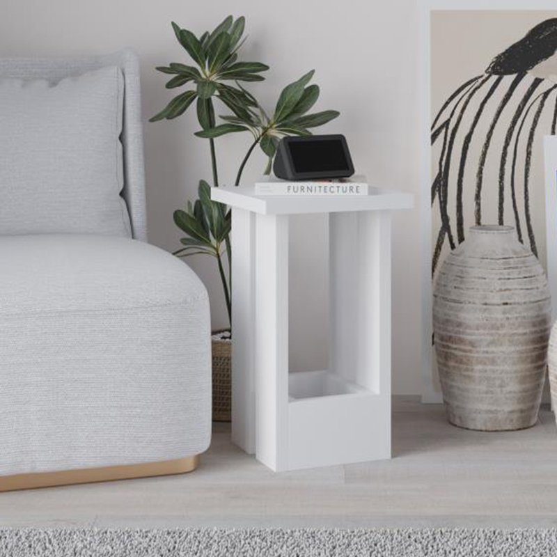 GP037-02721-0 Τραπεζάκι βοηθητικό Tasos Megapap χρώμα λευκό 30x30x50,3εκ. - Image 1