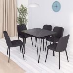 Τραπέζι Roger Megapap Mdf - μεταλλικό χρώμα μαύρο εφέ μαρμάρου 120x70x75εκ.