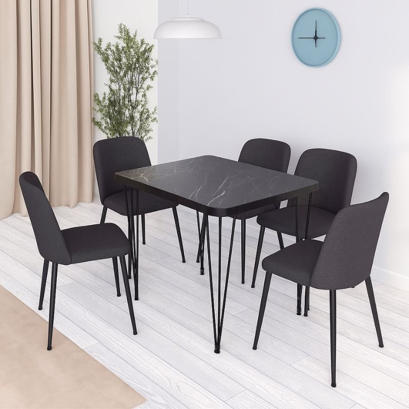 GP038-00112-1 Τραπέζι Roger Megapap Mdf - μεταλλικό χρώμα μαύρο εφέ μαρμάρου 120x70x75εκ. - Image 1