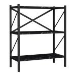 Βιβλιοθήκη Jocasta Megapap μεταλλική - μελαμίνης χρώμα μαύρο εφέ μαρμάρου 66x34x85εκ.