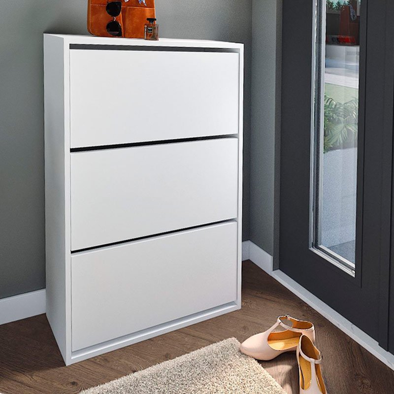 GP041-00291-1 Παπουτσοθήκη μελαμίνης Nave Megapap 18 ζευγών χρώμα λευκό 73,6x24x110εκ. - Image 1