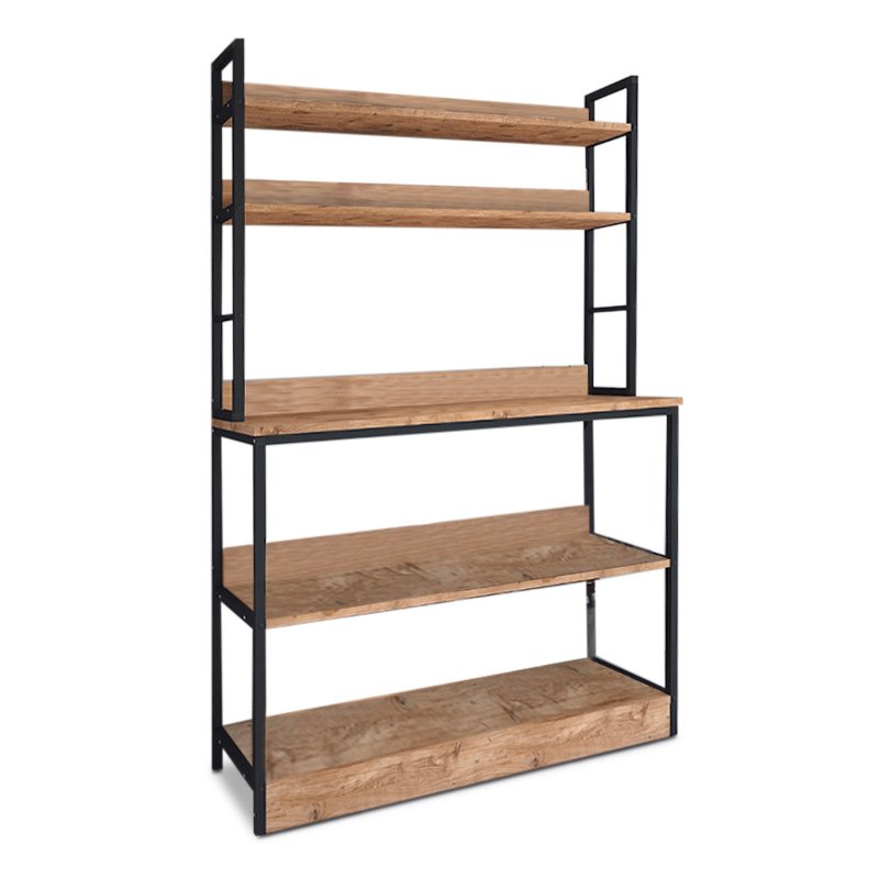 GP041-00421-1 Έπιπλο κουζίνας Foyer Megapap μεταλλικό - μελαμίνης χρώμα μαύρο - pine oak 101x36x160,7εκ. - Image 1