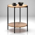 Βοηθητικό τραπεζάκι Argento Megapap μεταλλικό - μελαμίνης χρώμα pine oak 43x43x60εκ.