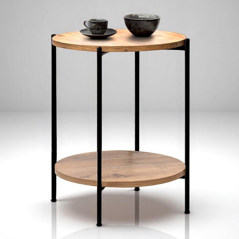 GP041-00441-1 Βοηθητικό τραπεζάκι Argento Megapap μεταλλικό - μελαμίνης χρώμα pine oak 43x43x60εκ. - Image 1