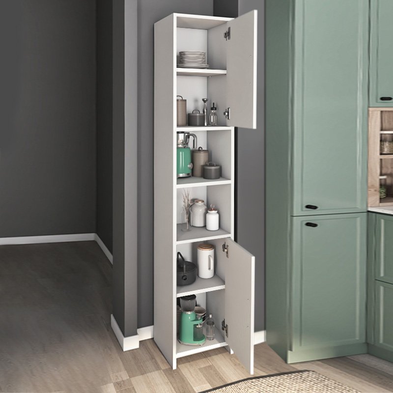 GP041-00561-1 Ντουλάπι κουζίνας - μπάνιου Hobbes Megapap από μελαμίνη χρώμα λευκό 35x30x182,3εκ. - Image 1