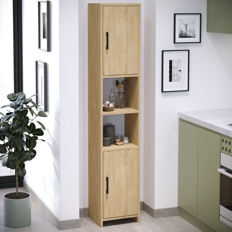 GP041-00562-1 Ντουλάπι κουζίνας - μπάνιου Hobbes Megapap χρώμα sapphire oak 35x30x182,3εκ. - Image 1