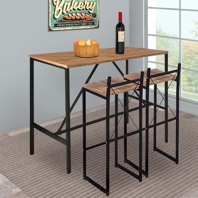 GP041-00581-1 Τραπέζι μπαρ - stand Crego Megapap μεταλλικό - μελαμίνης χρώμα pine oak - μαύρο 100x45x89εκ. - Image 1