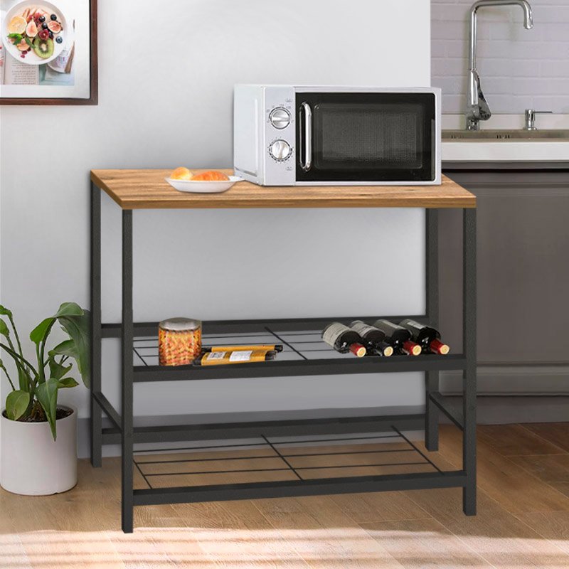 GP041-00611-1 Βοηθητικό τραπεζάκι για φουρνάκι Mulligan Megapap μεταλλικό - μελαμίνης χρώμα μαύρο - pine oak 80x40x80εκ. - Image 1