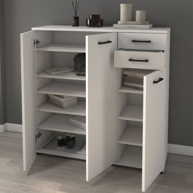 GP041-00642-1 Παπουτσοθήκη - ντουλάπι Polly Megapap χρώμα λευκό 108x35x108εκ. - Image 1