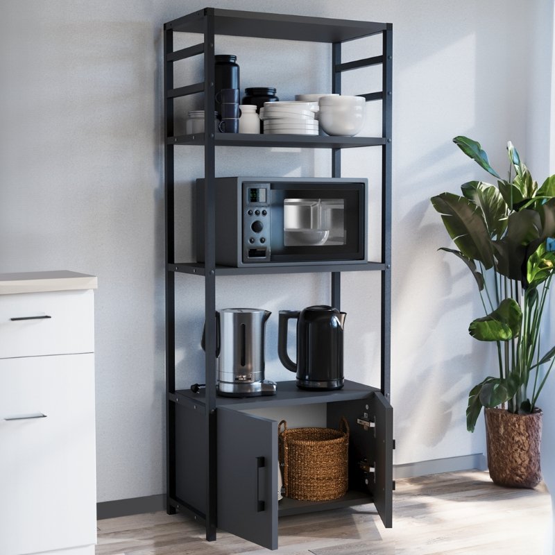 GP041-00732-1 Έπιπλο κουζίνας Agero Megapap μεταλλικό - μελαμίνης χρώμα ανθρακί 56,1x30x138,3εκ. - Image 1