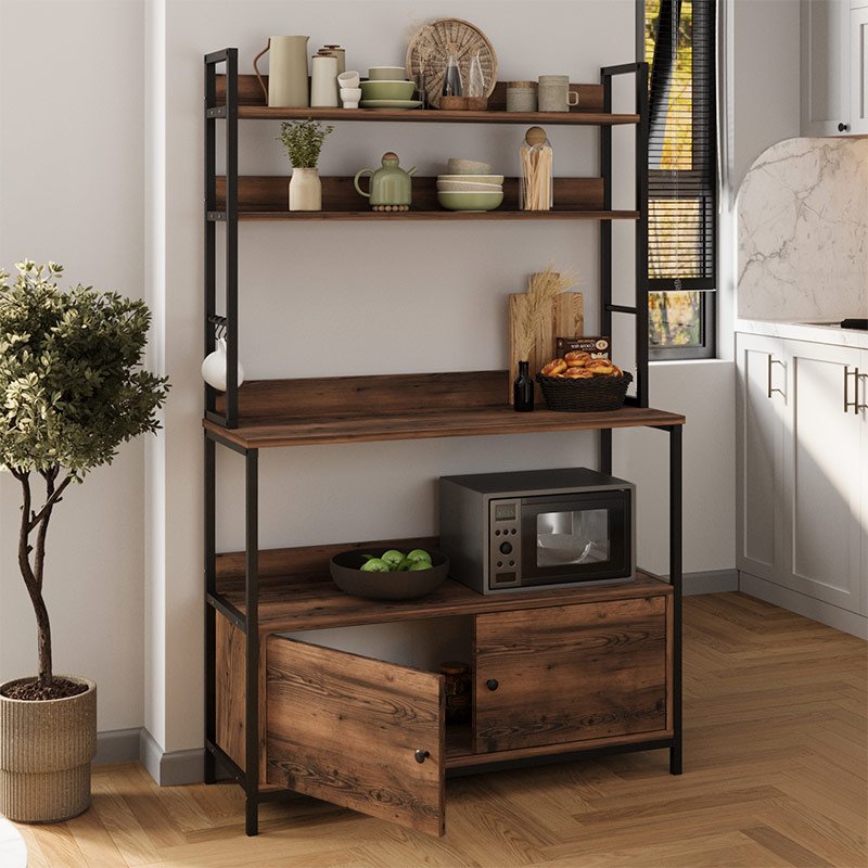 GP041-00771-1 Έπιπλο κουζίνας Severo Megapap μεταλλικό - μελαμίνης χρώμα μαύρο - καπνιστή καρυδιά 101x36x160εκ. - Image 1