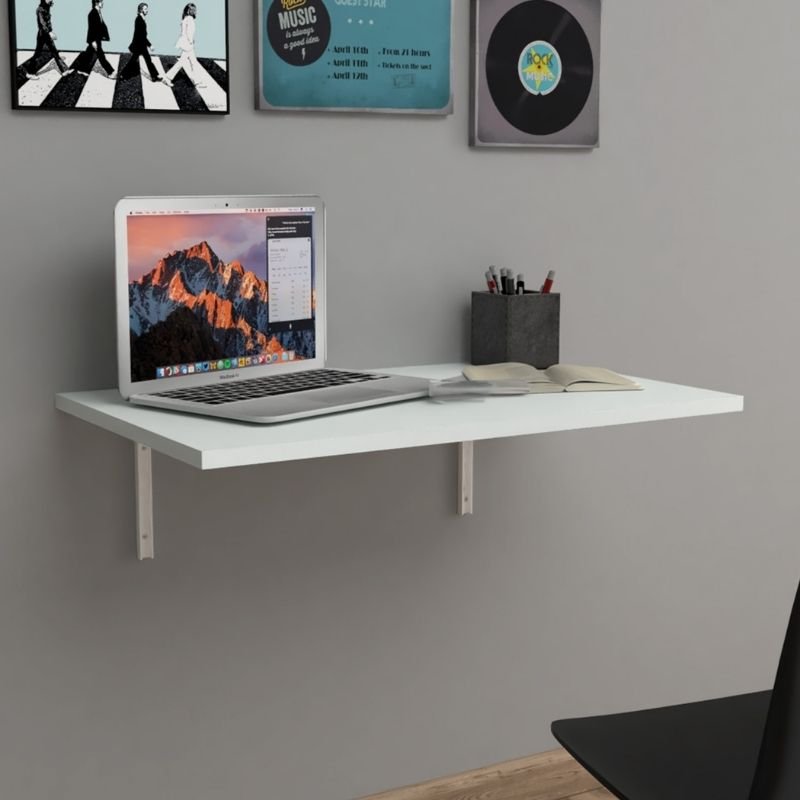 GP041-00791-1 Τραπέζι κουζίνας - Γραφείο επιτοίχιο πτυσσόμενο Ravan Megapap χρώμα λευκό 72x45εκ. - Image 1