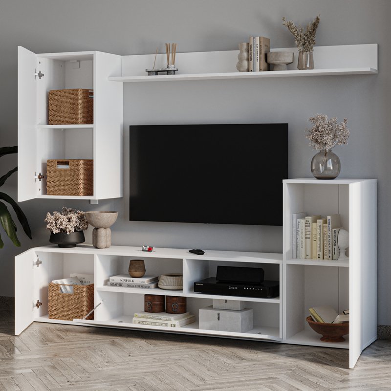 GP041-00811-1 Σύνθεση τηλεόρασης Rodos Megapap χρώμα λευκό 210,2x36x90,4εκ. - Image 1