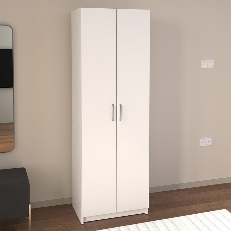 GP041-00851-1 Παπουτσοθήκη Renso Megapap δίφυλλη χρώμα λευκό 59,8x37,8x178,5εκ. - Image 1