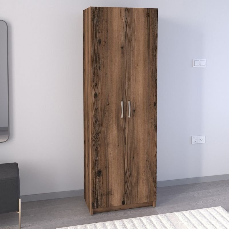 GP041-00852-1 Παπουτσοθήκη Renso Megapap δίφυλλη χρώμα καπνιστή καρυδιά 59,8x37,8x178,5εκ. - Image 1