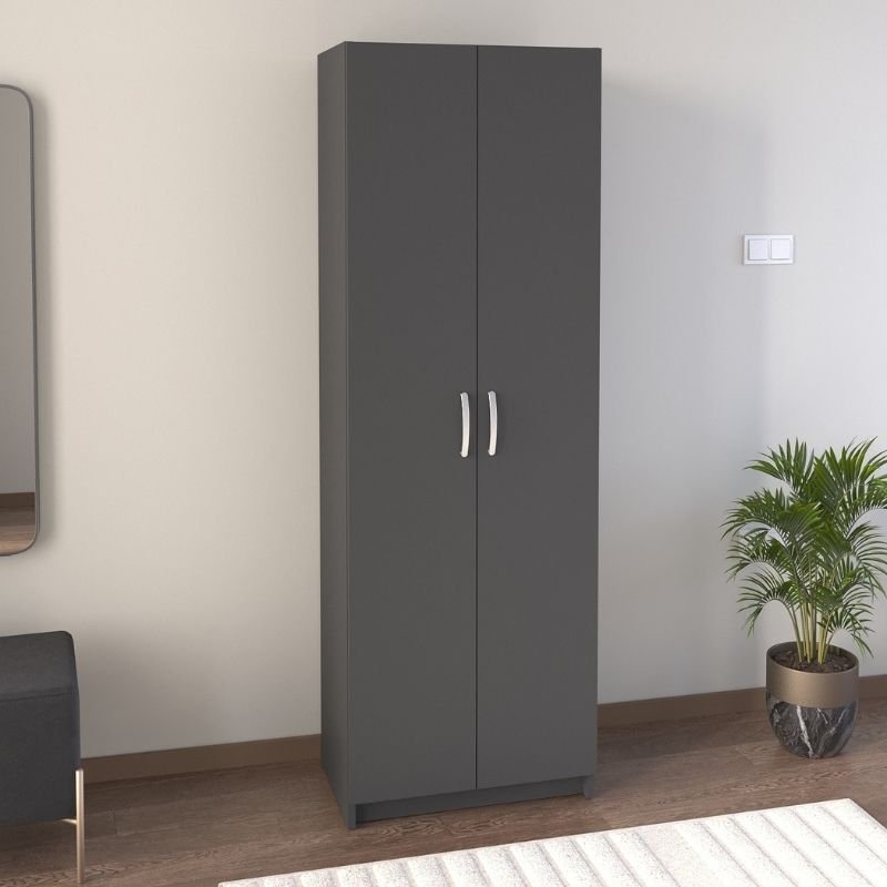 GP041-00854-1 Παπουτσοθήκη Renso Megapap δίφυλλη χρώμα ανθρακί 59,8x37,8x178,5εκ. - Image 1