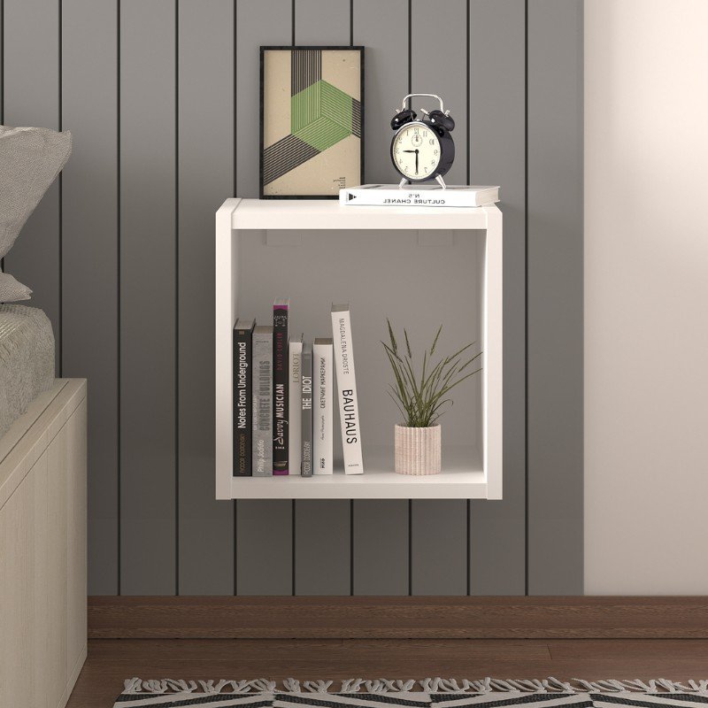 GP041-00941-1 Κομοδίνο επιτοίχιο Beny Megapap χρώμα λευκό 34x30,3x34εκ. - Image 1