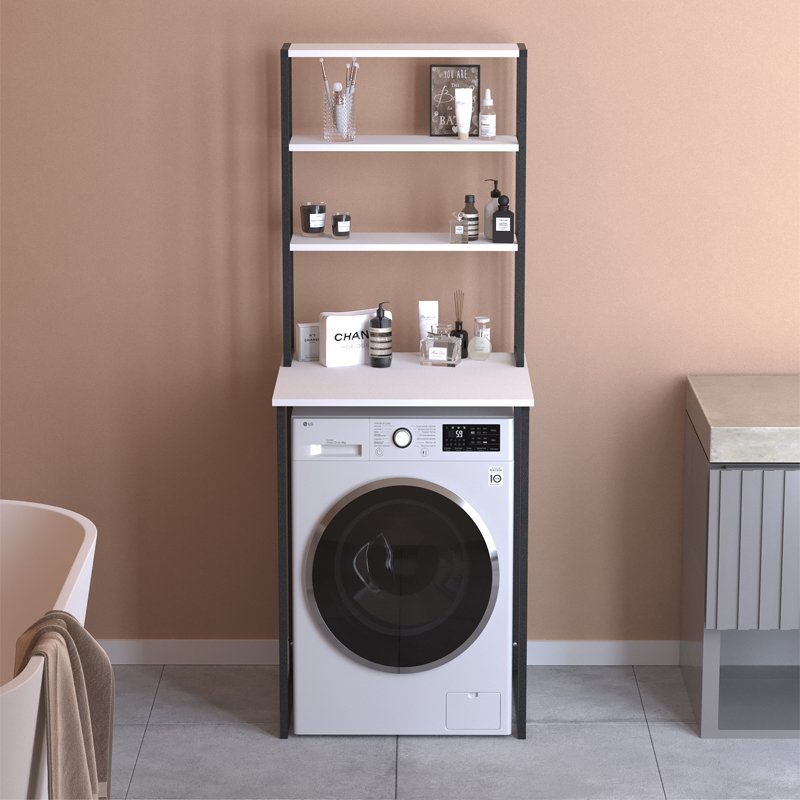 GP041-01052-1 Έπιπλο πλυντηρίου Bobby Megapap χρώμα λευκό 67x60x178εκ. - Image 1