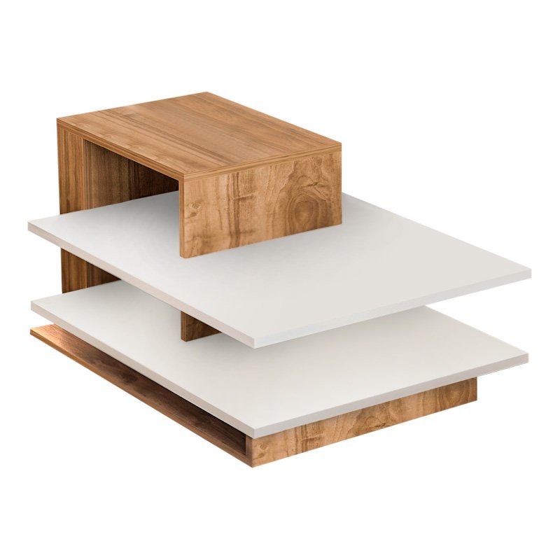 GP042-00821-1 Τραπεζάκι σαλονιού Venus Megapap χρώμα λευκό - καρυδί 85x60x43,6εκ. - Image 1