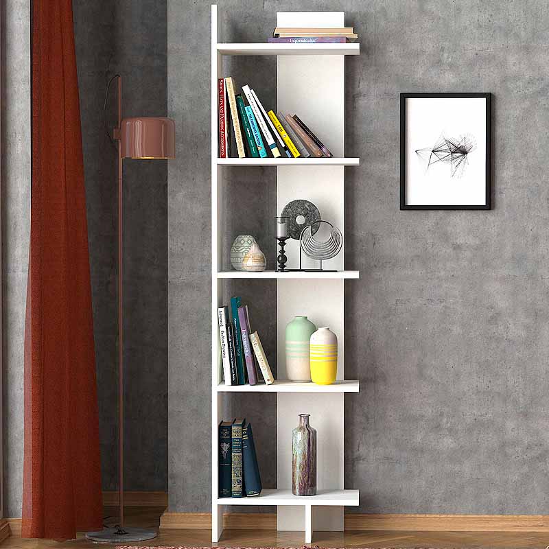 GP042-01031-1 Βιβλιοθήκη Perla Megapap χρώμα λευκό 48x22x170εκ. - Image 1