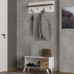 Έπιπλο εισόδου Lores Megapap χρώμα λευκό - καρυδί 80x31,3x41,5εκ.