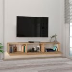 Έπιπλο τηλεόρασης επιτοίχιο Damla Megapap με LED χρώμα sapphire oak 180x29,5x29,5εκ.