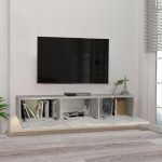 Έπιπλο τηλεόρασης επιτοίχιο Damla Megapap με LED χρώμα λευκό εφέ μαρμάρου 180x29,5x29,5εκ.