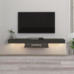 Έπιπλο τηλεόρασης επιτοίχιο Albares Megapap με LED χρώμα ανθρακί 150x29,6x22εκ.