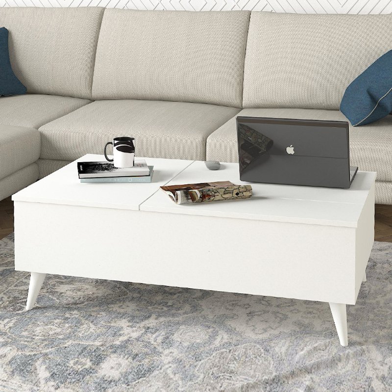 GP042-01944-1 Τραπεζάκι σαλονιού Roy Megapap με σερβιτόρο χρώμα λευκό 121x69x40εκ. - Image 1