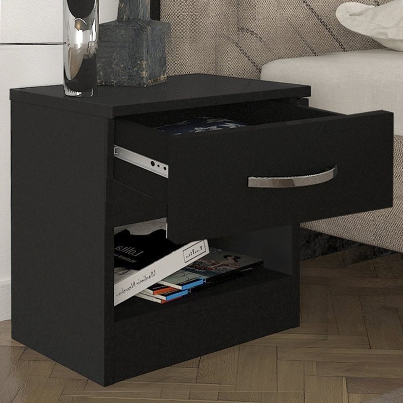 GP042-02264-1 Κομοδίνο Lube Megapap χρώμα μαύρο 40x28,2x40εκ. - Image 1