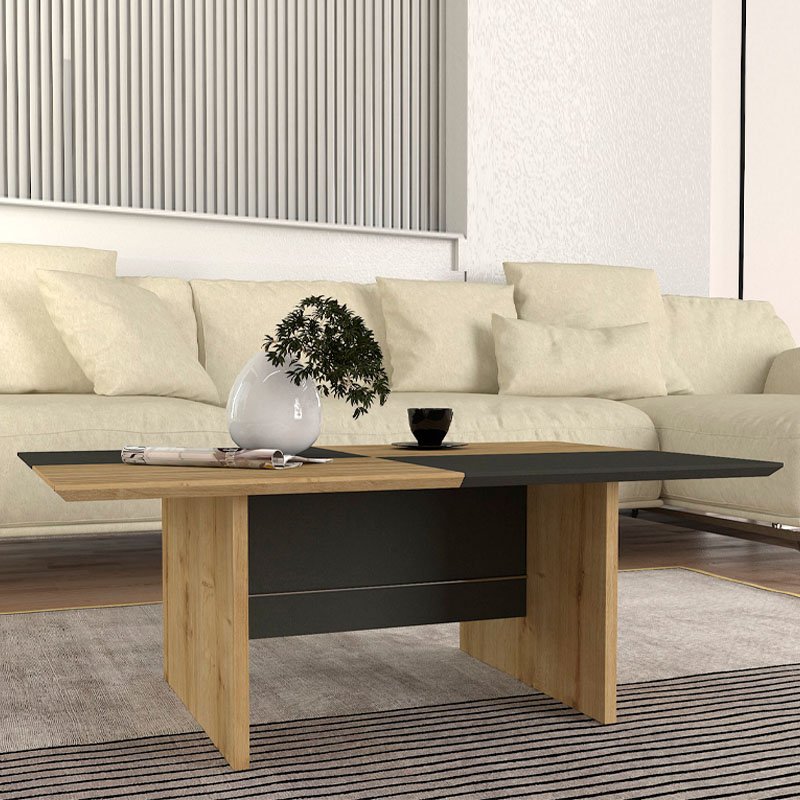 GP042-02381-1 Τραπεζάκι σαλονιού Venita Megapap χρώμα sapphire oak - ανθρακί 90x60x33,8εκ. - Image 1