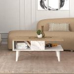 Τραπεζάκι σαλονιού Andros Megapap χρώμα sapphire oak - λευκό εφέ μαρμάρου 90x54x39,6εκ.