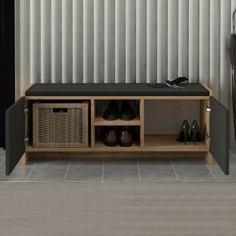 GP042-02552-1 Παπουτσοθήκη Verly Megapap χρώμα sapphire oak - ανθρακί 110x33,2x43εκ. - Image 1