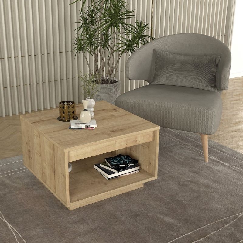 GP042-02661-1 Τραπεζάκι σαλονιού Onda Megapap χρώμα sapphire oak 60x60x40εκ. - Image 1