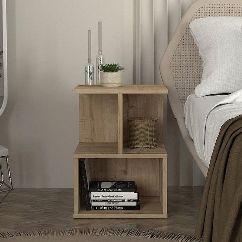 GP042-02701-1 Κομοδίνο - Τραπεζάκι βοηθητικό Entiero Megapap χρώμα sapphire oak 39,8x35x54,6εκ. - Image 1