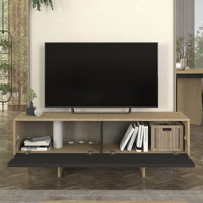 GP042-02961-1 Έπιπλο τηλεόρασης Lava Megapap χρώμα rota oak - ανθρακί 150x35x51,3εκ. - Image 1