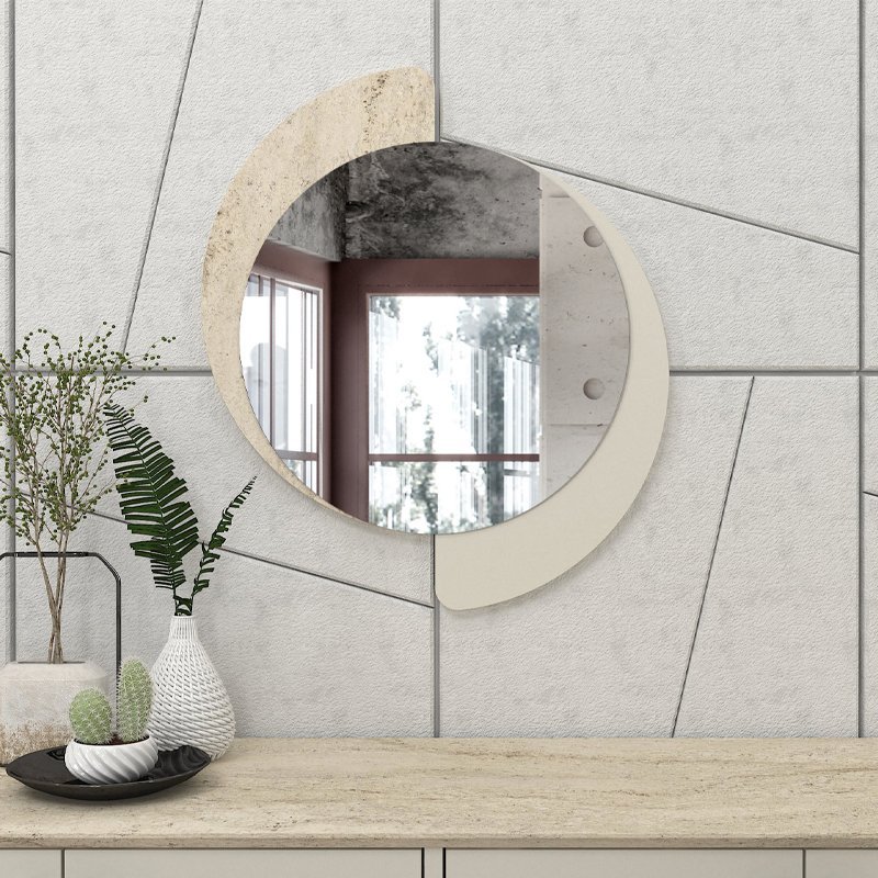 GP042-02981-1 Καθρέπτης τοίχου Sevilla Μegapap χρώμα sandstone - travertine 59,2x2,2x69εκ. - Image 1