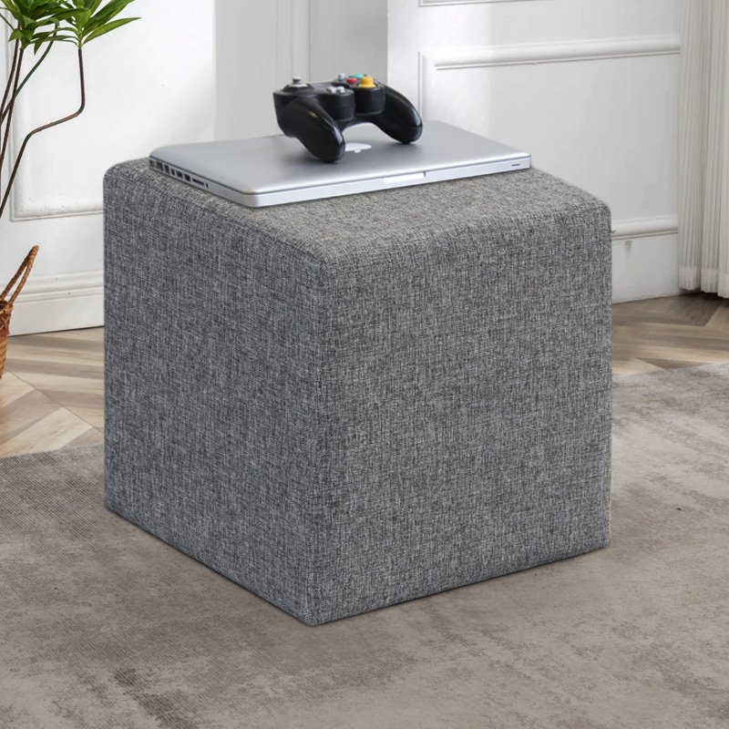 GP043-00901-1 Σκαμπώ Kare Megapap υφασμάτινο χρώμα γκρι 40x40x40εκ. - Image 1