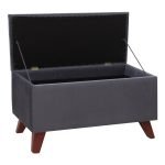 Σκαμπώ - Ταμπουρέ Lotus Megapap βελούδινο χρώμα ανθρακί 90x40x50εκ.