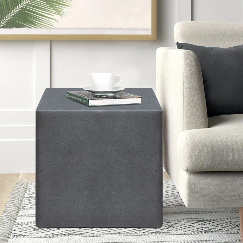 GP043-01022-1 Σκαμπώ April Megapap βελούδινο χρώμα γκρι 40x40x40εκ. - Image 1