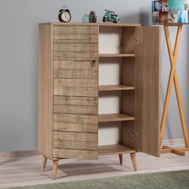 GP052-00043-1 Παπουτσοθήκη - ντουλάπι Soho Megapap από μελαμίνη χρώμα sonoma 80x36x127εκ. - Image 1