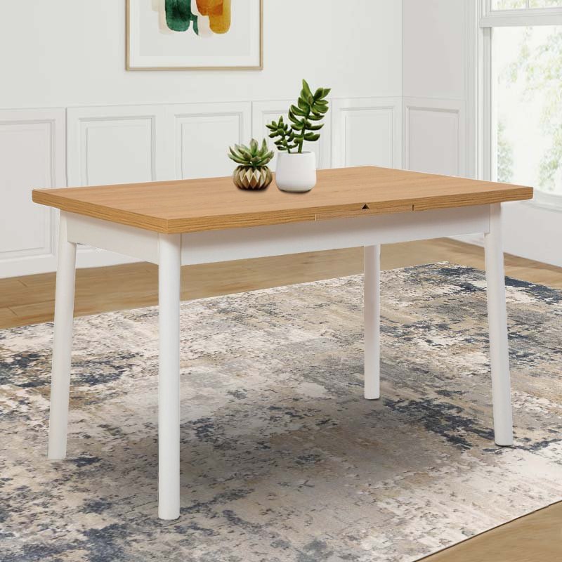 GP052-00343-1 Τραπέζι Jemmy Megapap επεκτεινόμενο χρώμα φυσικό - λευκό 120/153x75x77εκ. - Image 1