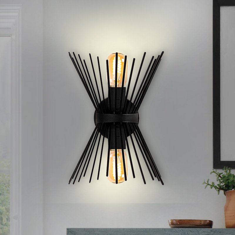 GP052-01081-1 Απλίκα τοίχου Kirpi Megapap E27 μεταλλική χρώμα μαύρο 23x5x33εκ. - Image 1