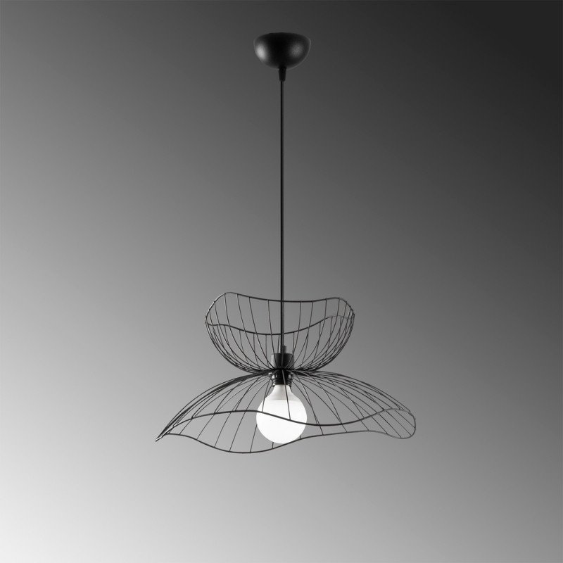 GP052-01381-1 Φωτιστικό οροφής Farac Megapap E27 μεταλλικό μονόφωτο χρώμα μαύρο Ø50x31/111εκ. - Image 1