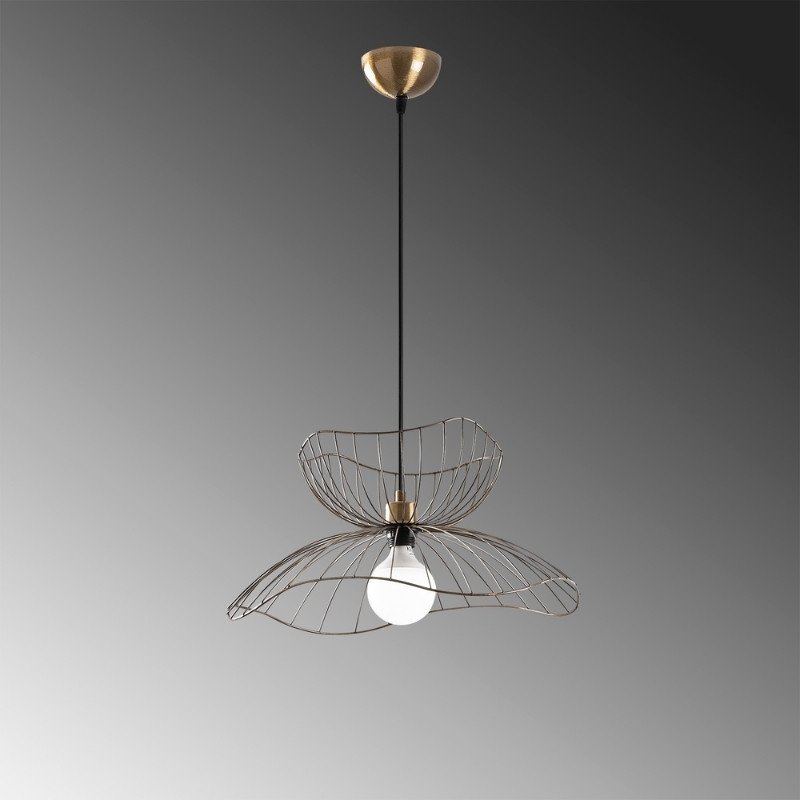 GP052-01382-1 Φωτιστικό οροφής Farac Megapap E27 μεταλλικό μονόφωτο χρώμα χρυσό vintage Ø50x31/111εκ. - Image 1