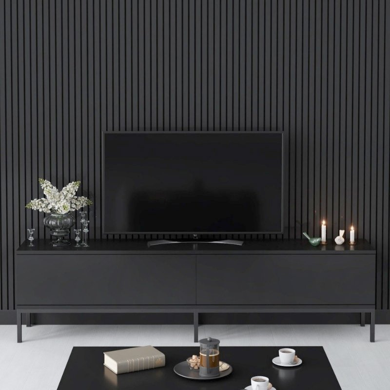 GP052-01531-1 Έπιπλο τηλεόρασης Lord Megapap χρώμα μαύρο 180x30x47εκ. - Image 1