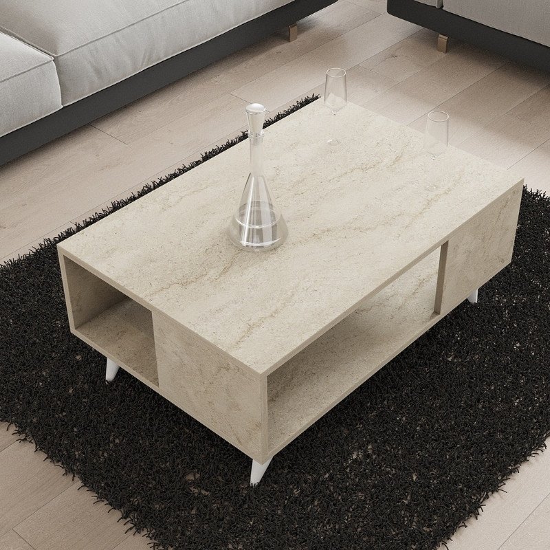 GP052-01601-1 Τραπεζάκι σαλονιού Yuka Megapap χρώμα travertine 90x60x39,5εκ. - Image 1